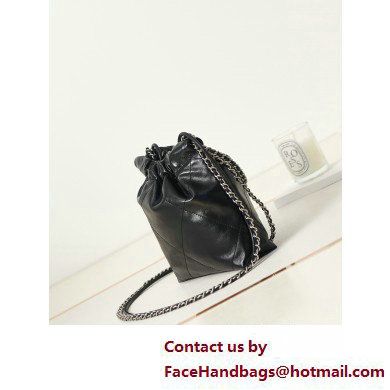 Chanel Shiny Calfskin  &  Silver-Tone Metal CHANEL 22 Mini Handbag AS3980 Black